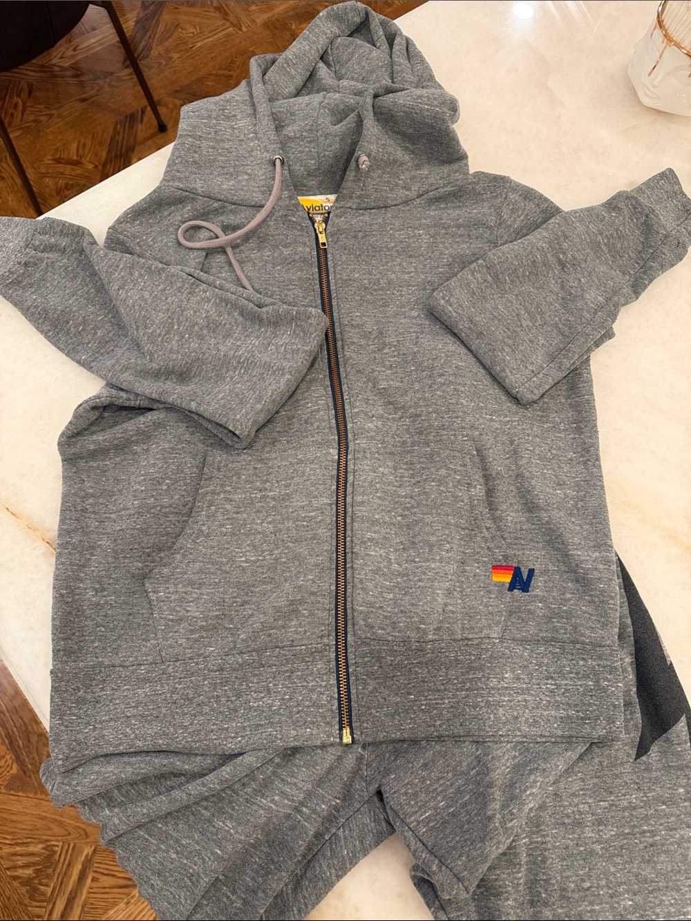 NEW without tags Aviator Nation Gray Set Zip Hoodie Sweatshirt and Pants set